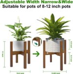 Adjustable Plant Stand Indoor, Bamboo Mid Century Modern Plants Stands - Image 3