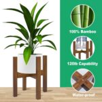 Adjustable Plant Stand Indoor, Bamboo Mid Century Modern Plants Stands - Image 2