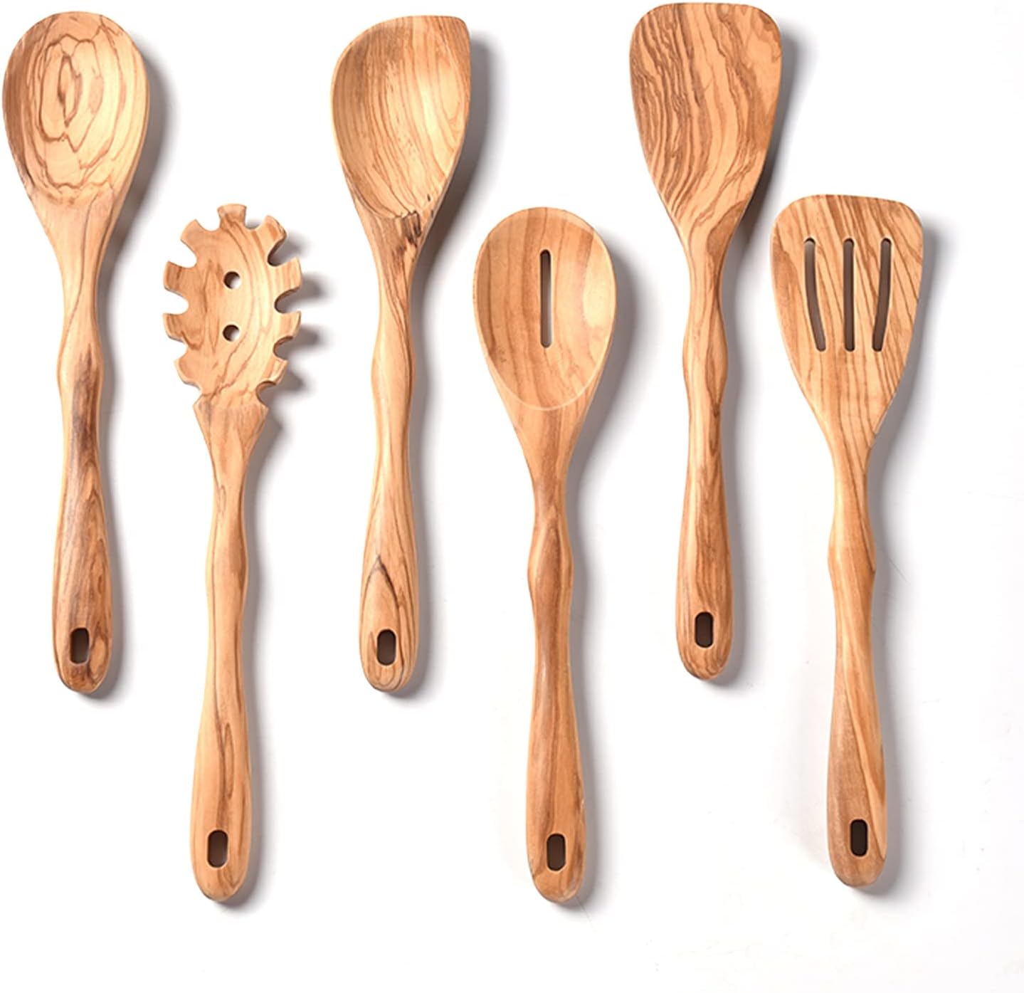 61ywVktP35L._AC_SL1500_.jpg 12 inch Olive Wooden Utensils for Cooking, Long Handle Wooden Spoons - Image 1