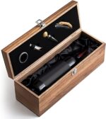 Retro Wooden Wine Gift Box with 4 Accessories, Bamboo, Black - Image 8