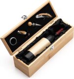 Retro Wooden Wine Gift Box with 4 Accessories, Bamboo, Black - Image 6