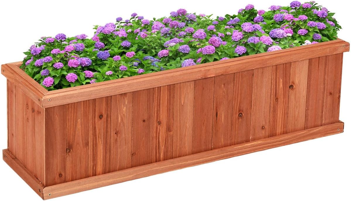 71BWZmotdZL._AC_SL1500_.jpg Raised Garden Bed, Outdoor Rectangle Flower Beds with Bottom Panels - Image 1