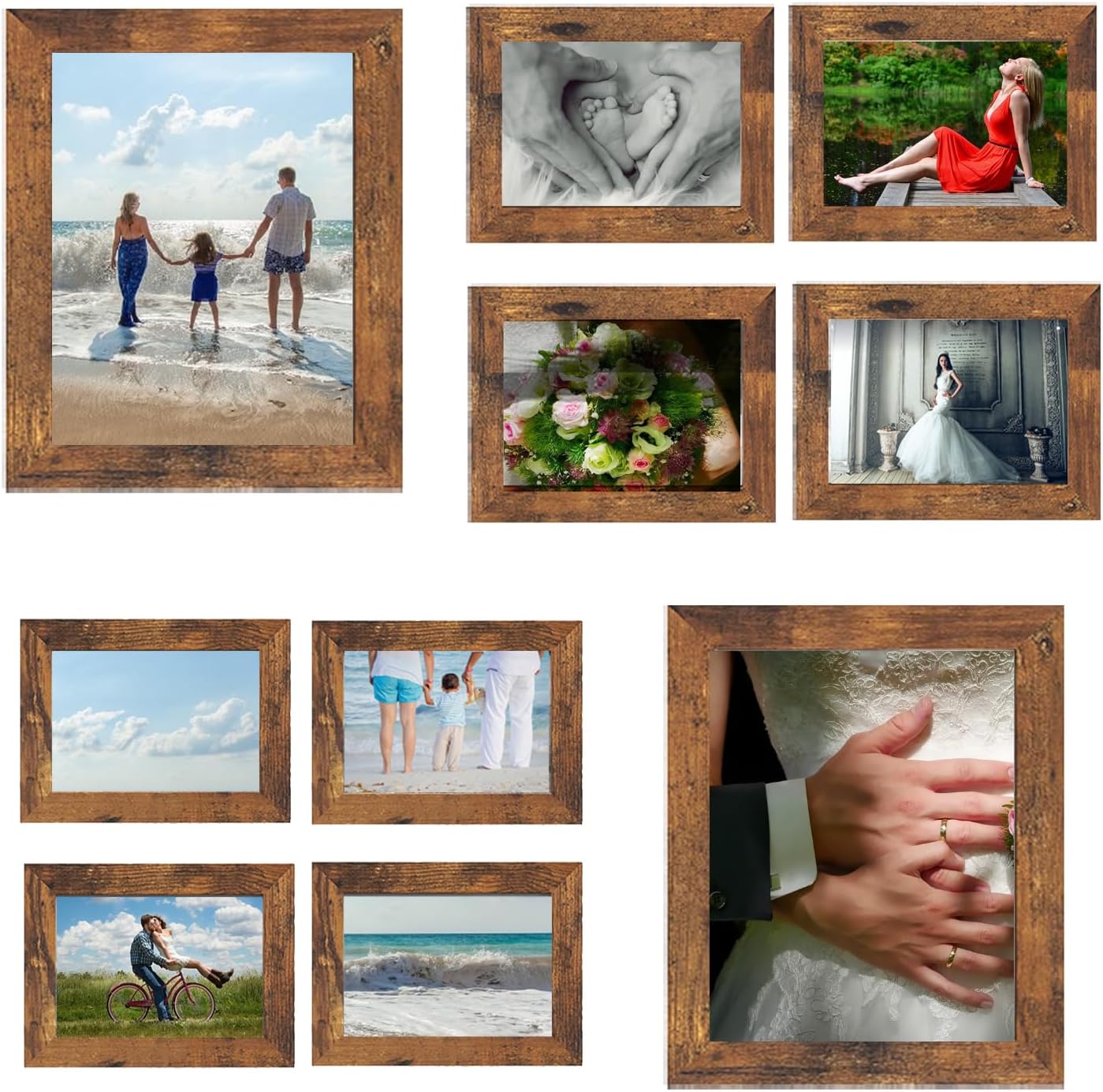 71SD2LrqbvL._AC_SL1500_.jpg Rustic Picture Frames, 10 Pack Collage Picture Frames, Gallery Wall Frame Set - Image 1