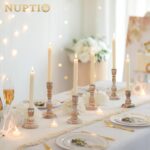 Rustic Wooden Candlestick Holders, Set of 3, Whitewashed - Image 5