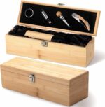 Wooden Wine Gift Box 4 Accessories, Bamboo, Natural Wood - Image 4
