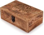Handmade Mango Wood Tree of Life Engraving Beautifully Keepsake Box Jewellery