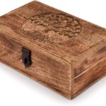 Handmade Mango Wood Tree of Life Engraving Beautifully Keepsake Box Jewellery