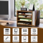 Wooden Mail Organizer, Desk Organizer with 3 Adjustable Shelves - Image 5