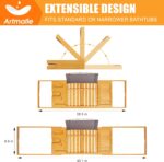 Bathtub Tray Caddy, Expandable Bamboo Bath Tray for Tub - Image 3