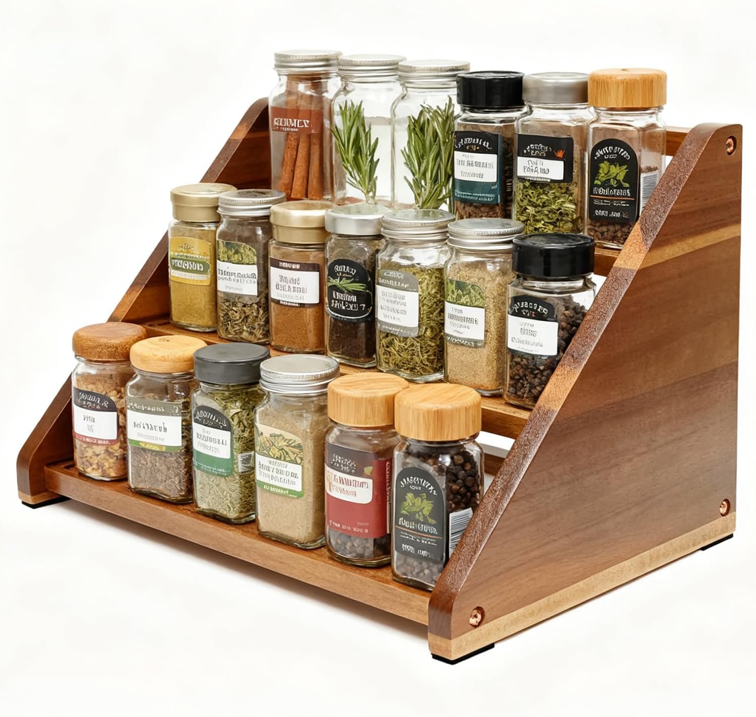 71rFxFNq3SL._AC_SL1500_.jpg Acacia Wooden Spice Rack for Countertop - 3 Tiered Spice Rack Organizer - Image 1