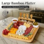 Charcuterie Board Set Bamboo with Cheese Knives and Bowls, Large Wooden - Image 5
