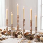 Rustic Wooden Candlestick Holders, Set of 3, Whitewashed - Image 6