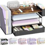 Wood Desk Organizers and Accessories with File Holder & Catalog Racks
