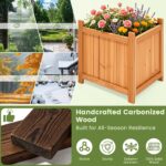 2-Pack 18" Fir Wood Outdoor Square Planter Boxes with Drainage Base - Image 4