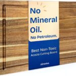 Non-Toxic Acacia Wood Cutting Board, Mineral Oil & Plastic Free, 16x11