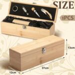 Wooden Wine Gift Box 4 Accessories, Bamboo, Natural Wood - Image 2