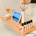 Bathtub Tray Caddy - Bamboo Foldable Bath Tub Table, Expandable Bath Tray - Image 6