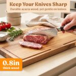 Acacia Wood Cutting Boards for Kitchen Set of 3, Juice Groove - Image 4
